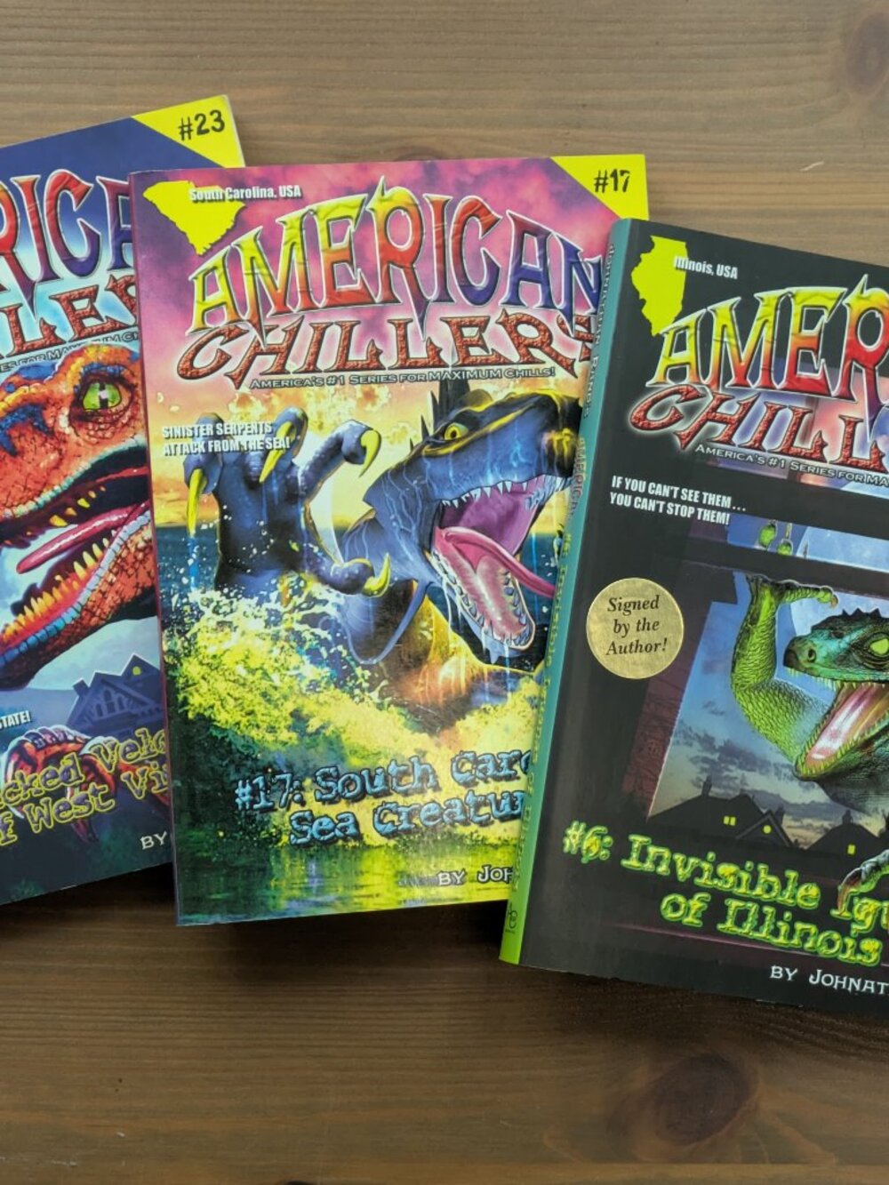 3pk American Chillers #6, 17 23 *SIGNED* Invisible Iguanas Jonathan Rand Spooky